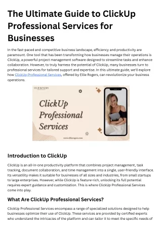 The Ultimate Guide to ClickUp Professional Services for Businesses