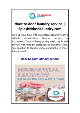 door to door laundry service  SplashNdashLaundry.com