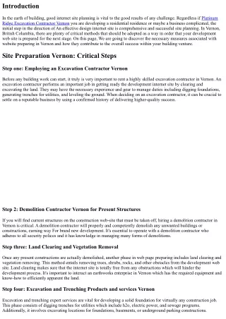 Web site Preparation Vernon: Critical Methods for a Successful Construction Web