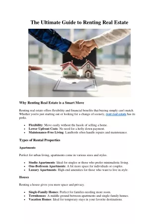 The Ultimate Guide to Renting Real Estate