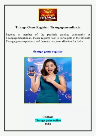 Tiranga Game Register | Tirangagameonline.in