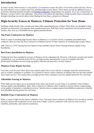 High-Security Fences in Manteca: Ultimate Protection for Your Home