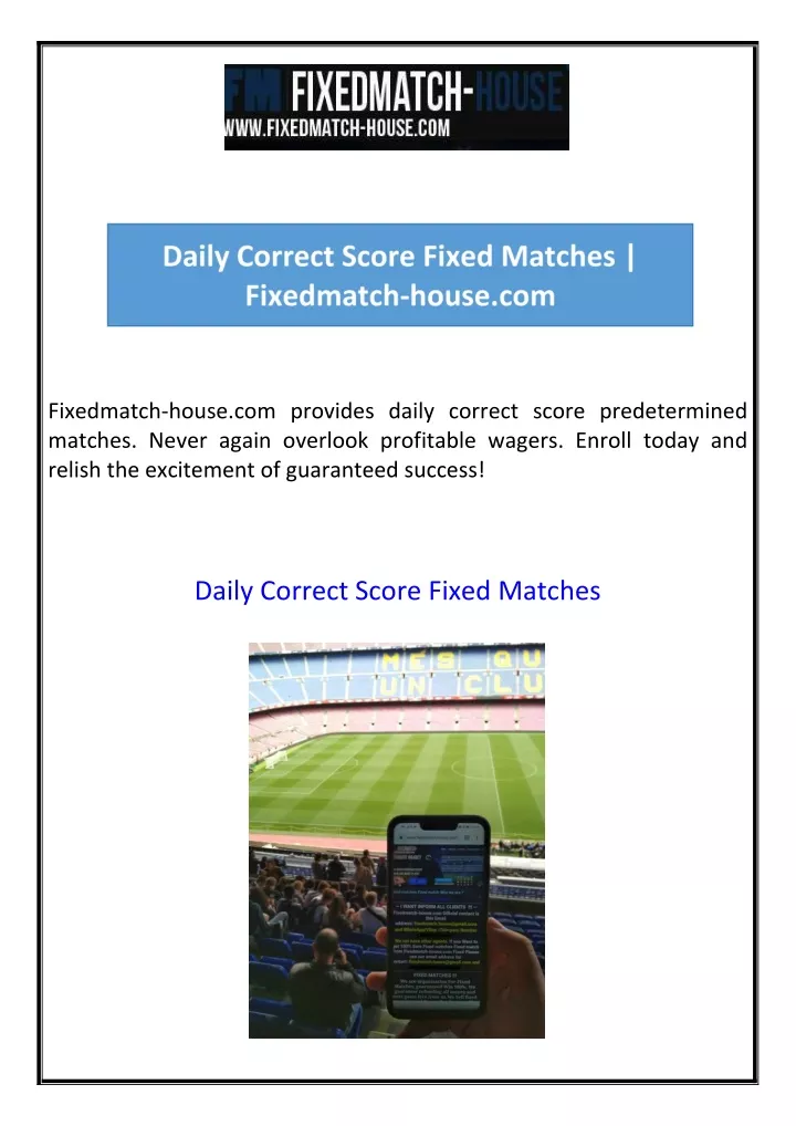 fixedmatch house com provides daily correct score