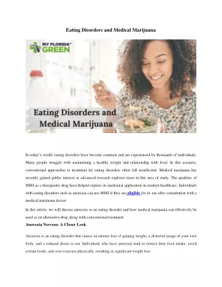 "Can Medical Marijuana Help with Eating Disorders?"