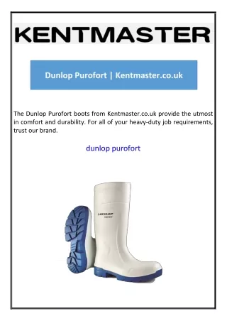 Dunlop Purofort Kentmaster.co.uk