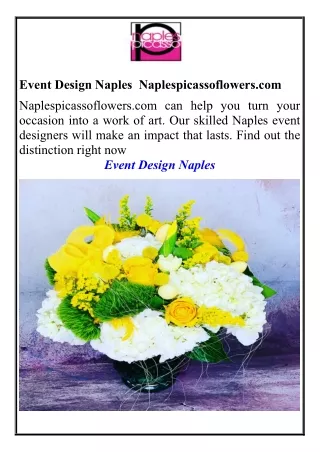 Event Design Naples  Naplespicassoflowers.com