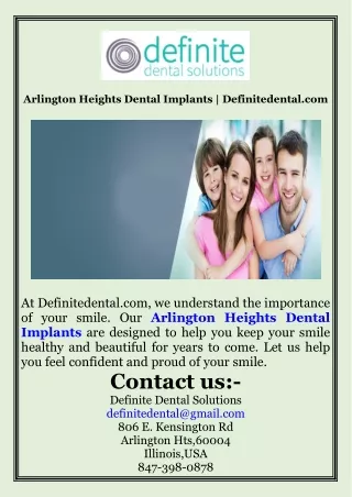 Arlington Heights Dental Implants  Definitedental.com