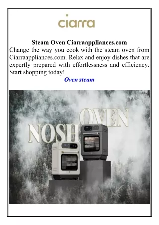 Steam Oven Ciarraappliances.com