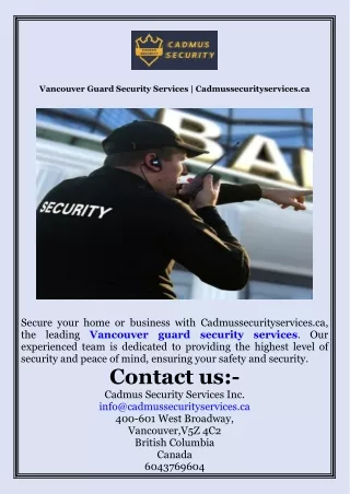 Vancouver Guard Security Services  Cadmussecurityservices.ca