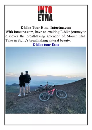 E-bike Tour Etna Intoetna.com