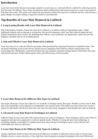 Top Benefits of Laser Hair Removal in Lubbock: Why It's a Game-Changer