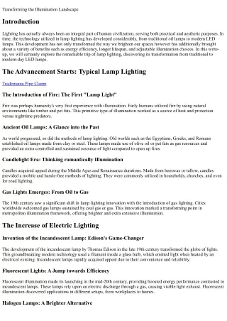 The Development of Lamp Lighting: From Typical to Modern LED Lamps