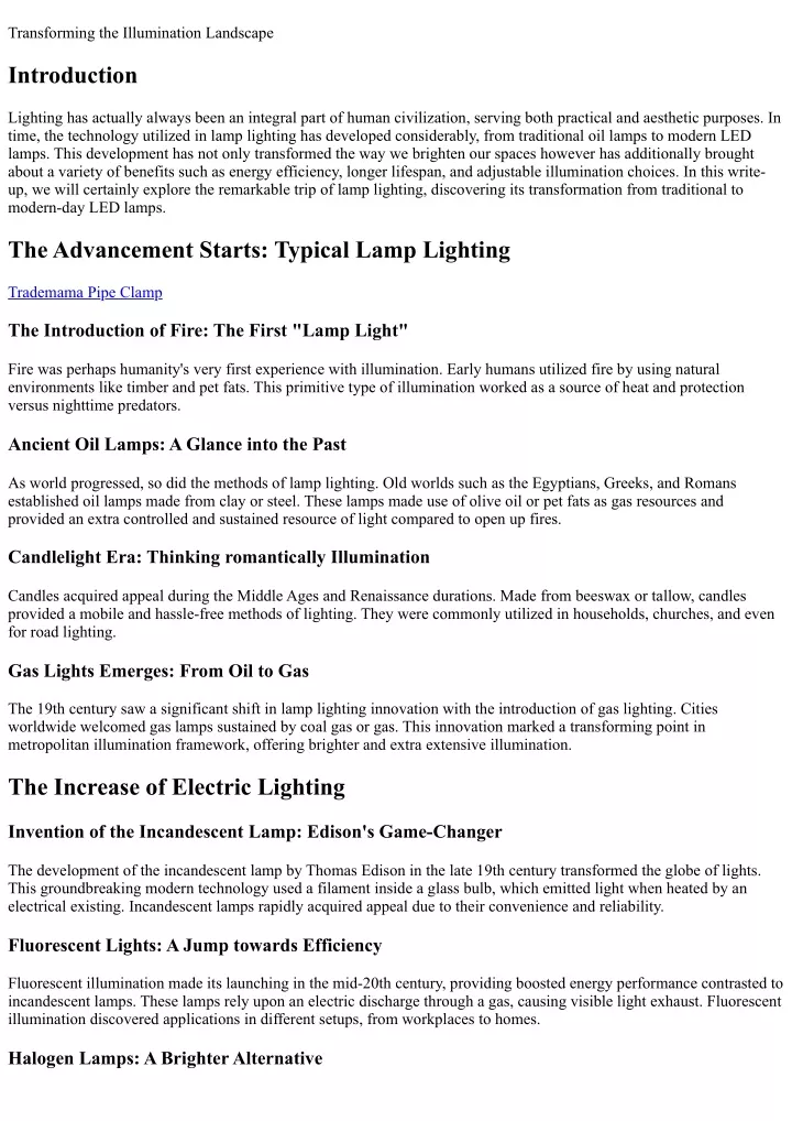 transforming the illumination landscape