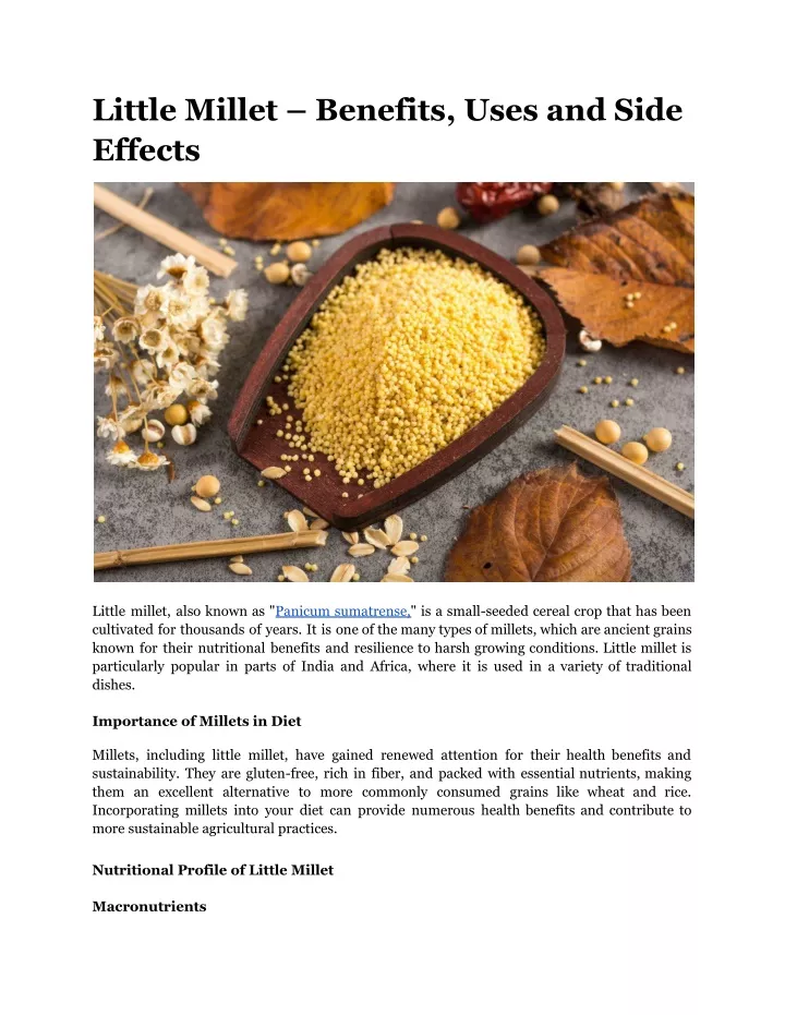 little millet benefits uses and side effects