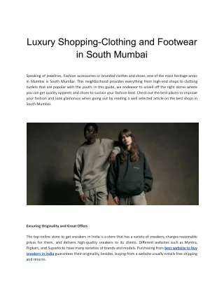 Luxury Shopping-Clothing and Footwear in South Mumbai