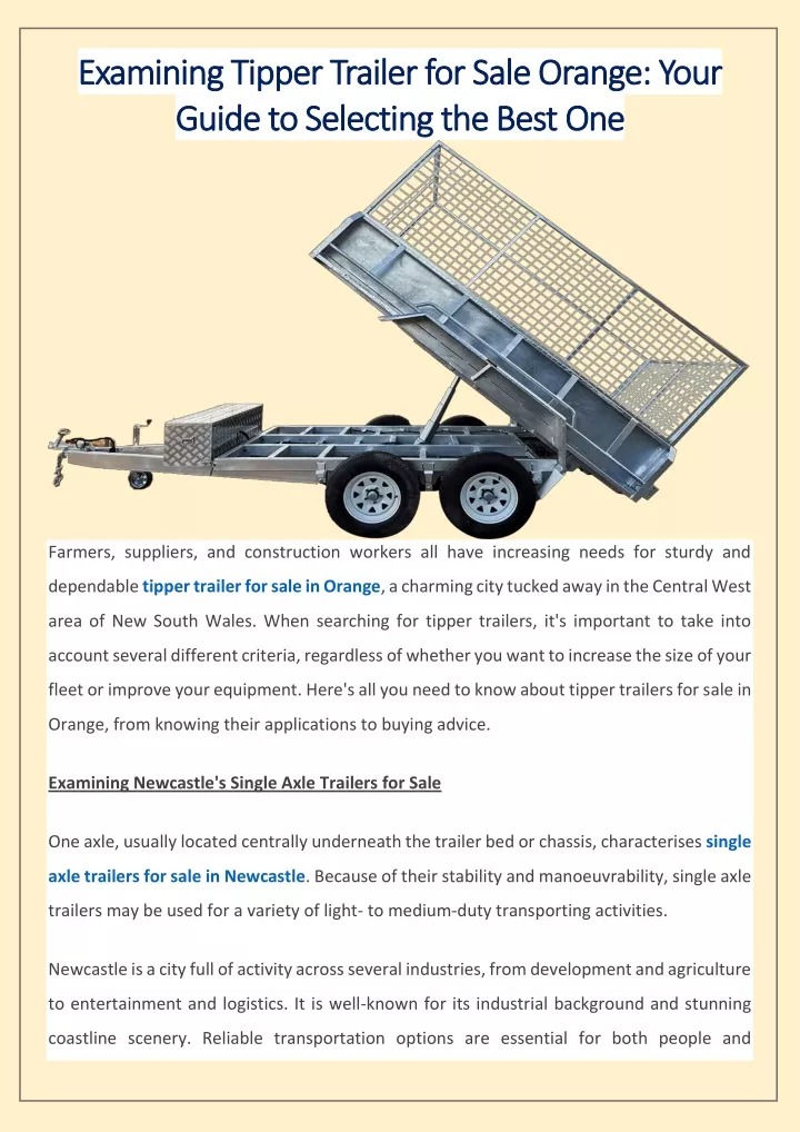 examining tipper trailer for examining tipper