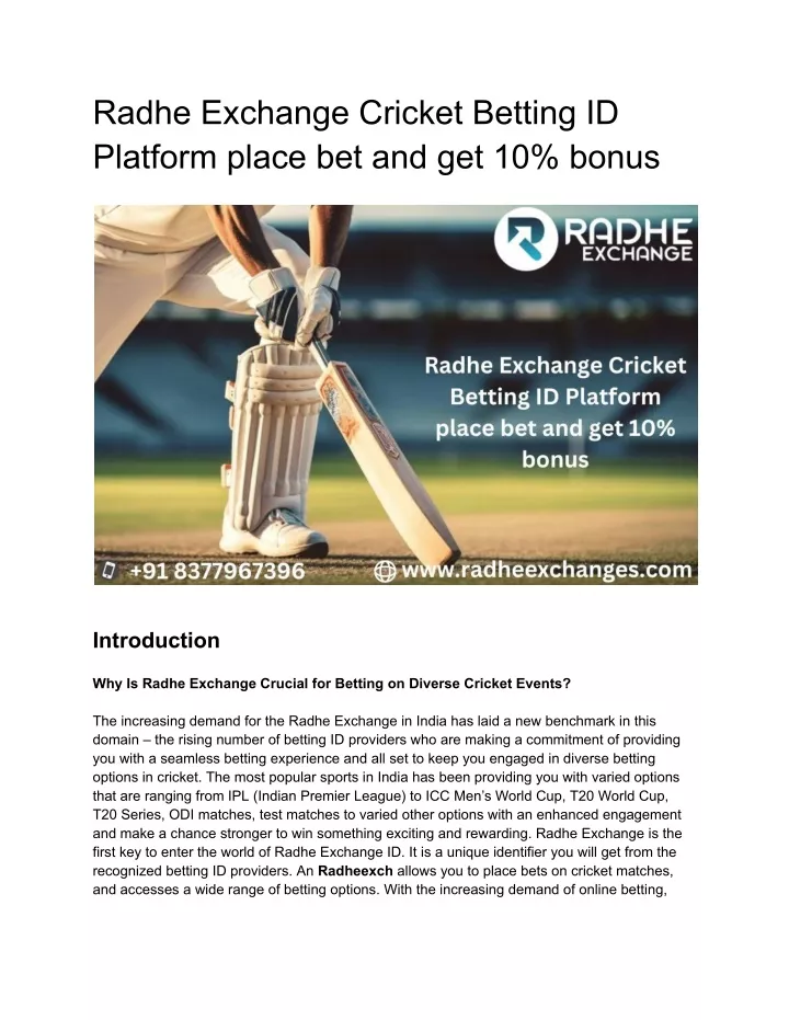 radhe exchange cricket betting id platform place