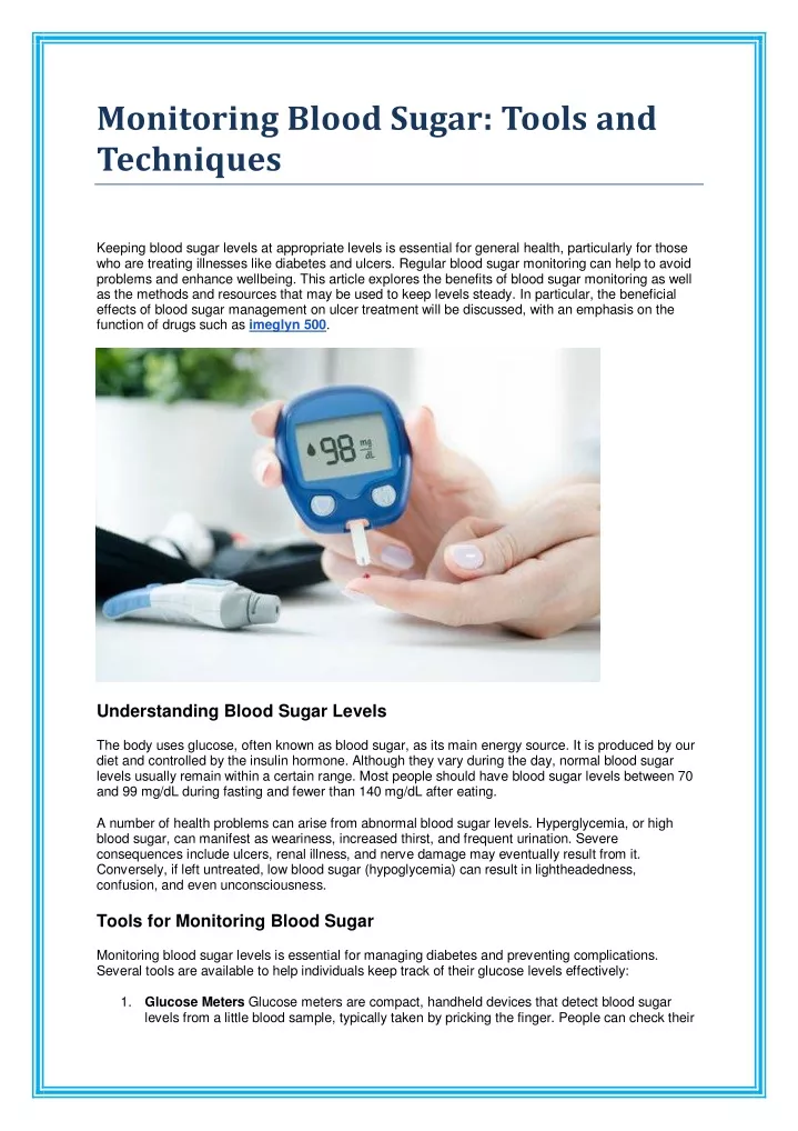 monitoring blood sugar tools and techniques