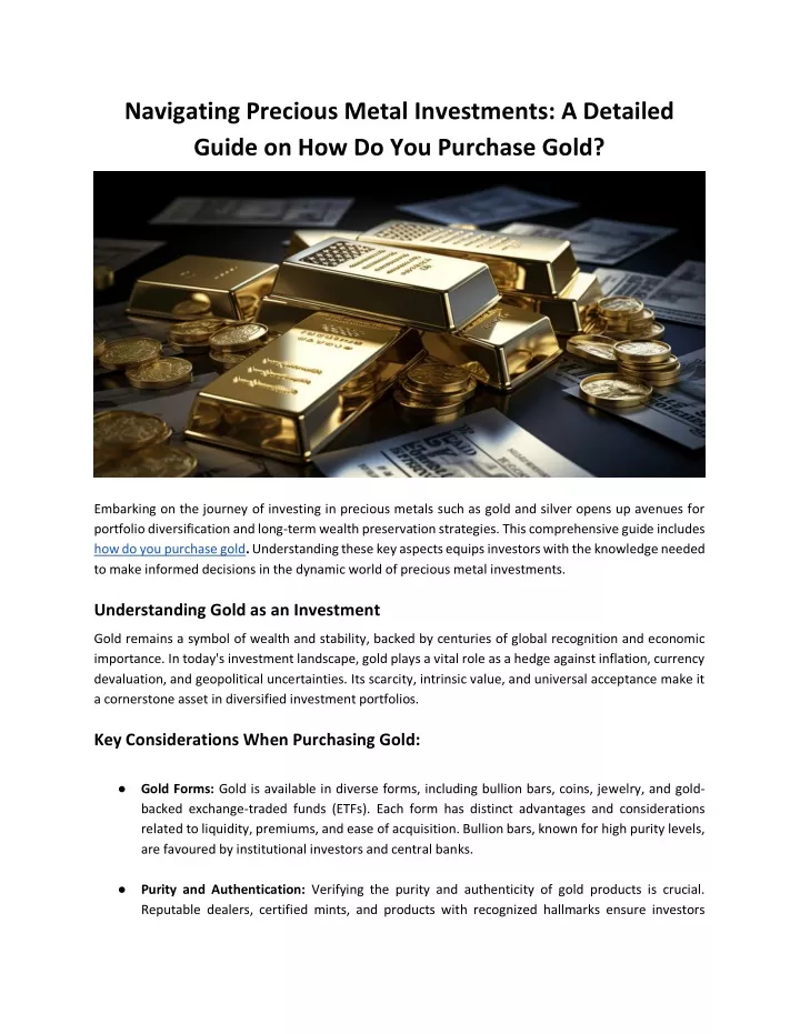 navigating precious metal investments a detailed