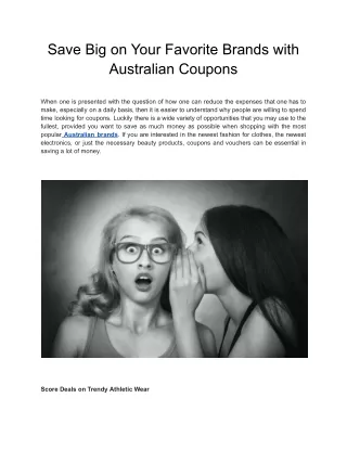 Save Big on Your Favorite Brands with Australian Coupons