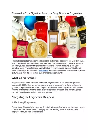 Discovering Your Signature Scent - A Deep Dive into Fragrantica