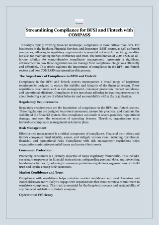 Streamlining Compliance for BFSI and Fintech with COMPASS