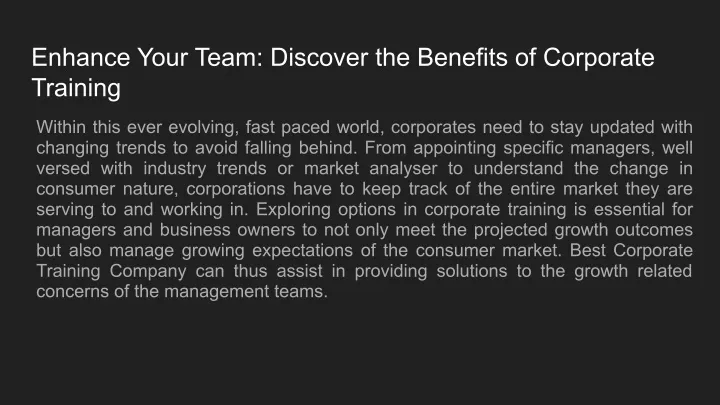 enhance your team discover the benefits