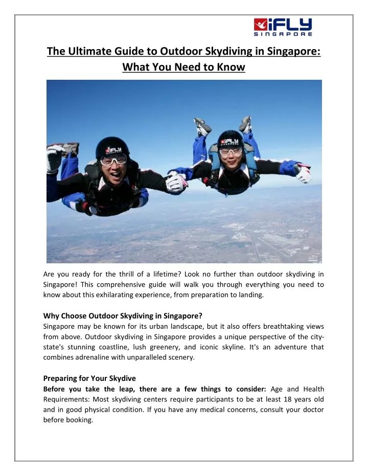 the ultimate guide to outdoor skydiving