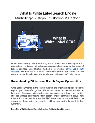 What Is White Label Search Engine Marketing