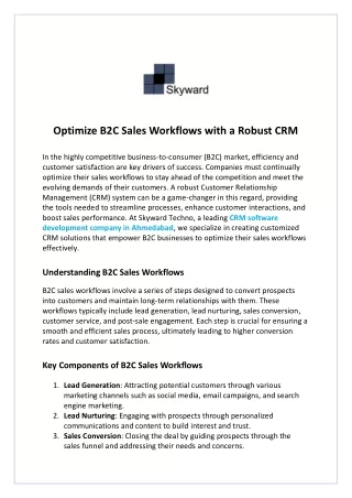 Optimize B2C Sales Workflows with a Robust CRM