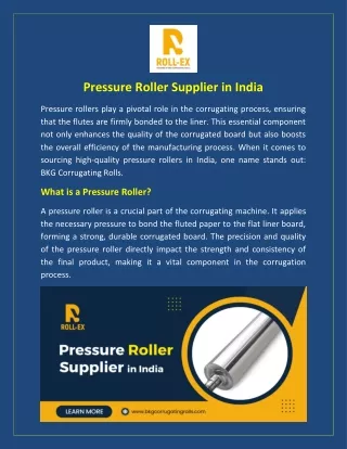 Pressure Roller Supplier in India