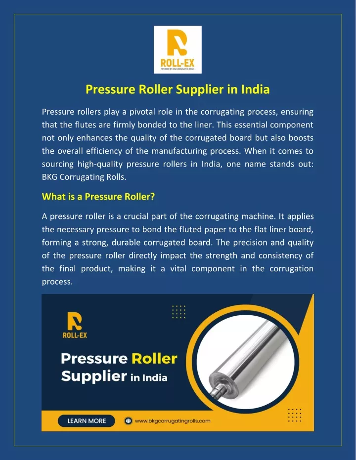 pressure roller supplier in india