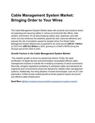 Cable Management System Market: Bringing Order to Your Wires