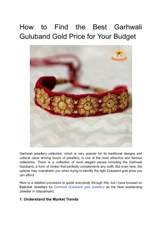 How to Find the Best Garhwali Guluband Gold Price for Your Budget