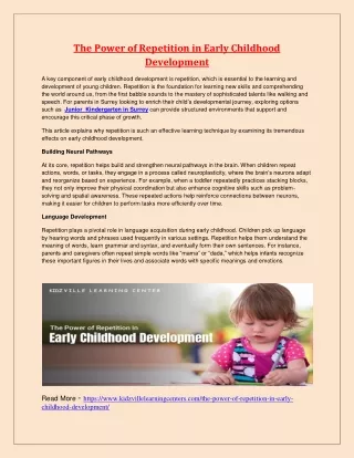 The Power of Repetition in Early Childhood Development