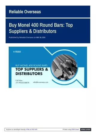 Buy Monel 400 Round Bars Top Suppliers & Distributors