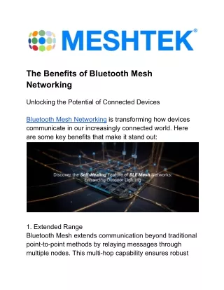 The Benefits of Bluetooth Mesh Networking