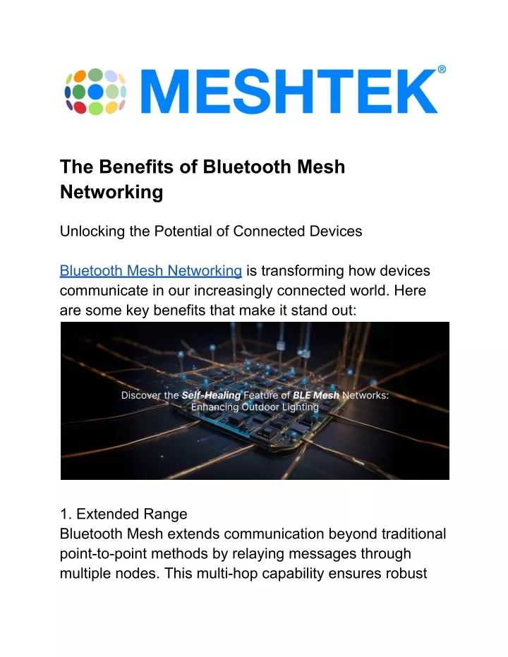 the benefits of bluetooth mesh networking