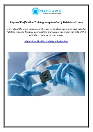 physical verification training in hyderabad