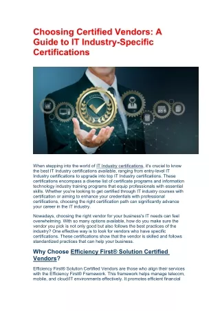 Choosing Certified Vendors: A Guide to IT Industry-Specific Certification