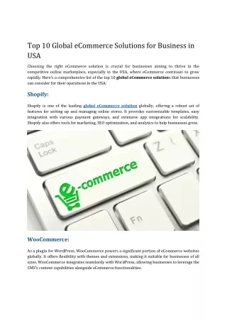 Top 10 Global eCommerce Solutions for Business in USA