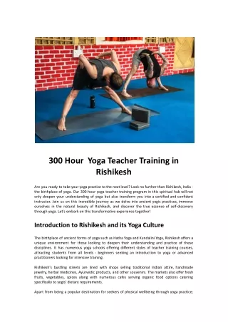 300 Hour  Yoga Teacher Training in Rishikesh