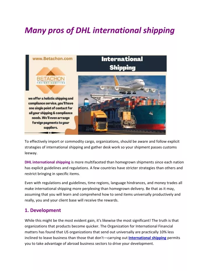 many pros of dhl international shipping