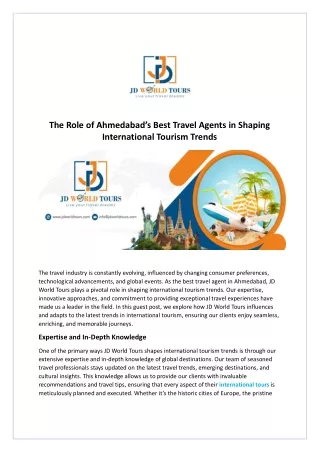 The Role of Ahmedabad’s Best Travel Agents in Shaping International Tourism Trends