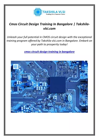 cmos circuit design training in bangalore