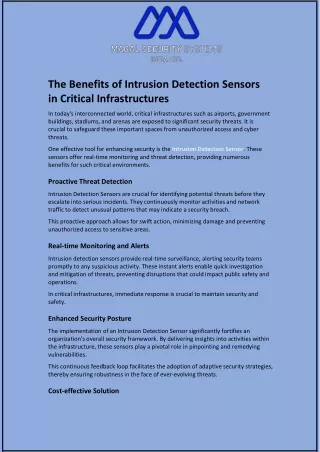 the benefits of intrusion detection sensors