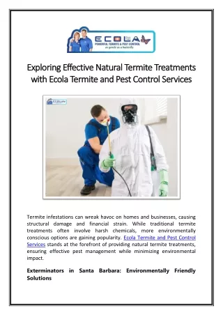 Exploring Effective Natural Termite Treatments with Ecola Termite and Pest Control Services