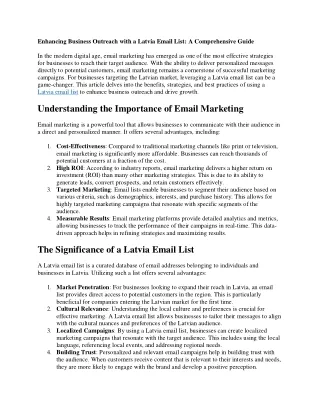 Enhancing Business Outreach with a Latvia Email List