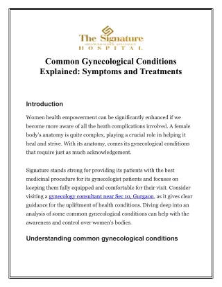 Common Gynecological Conditions Explained Symptoms and Treatments