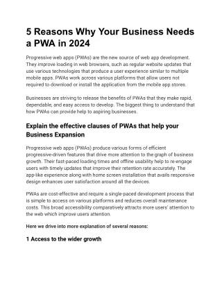 5 Reasons Why Your Business Needs a PWA in 2024